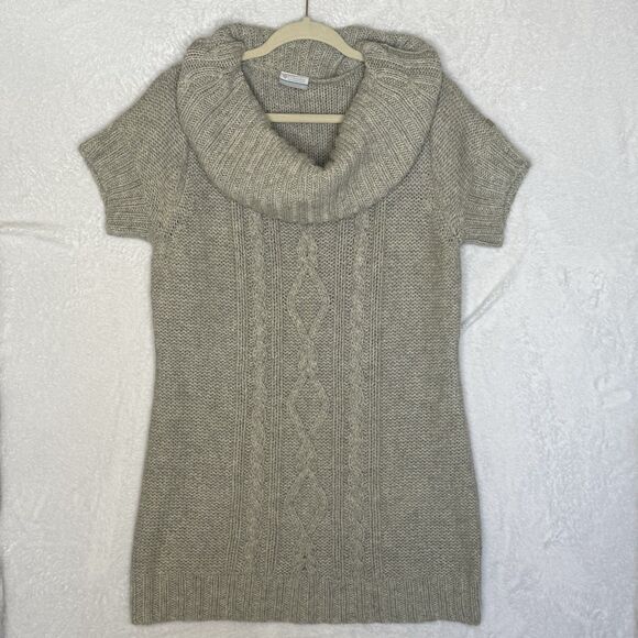 Columbia Women's Cabled Cutie Tunic Chunky Knit Sweater Cowl Neck Gray Size XL - Picture 1 of 15
